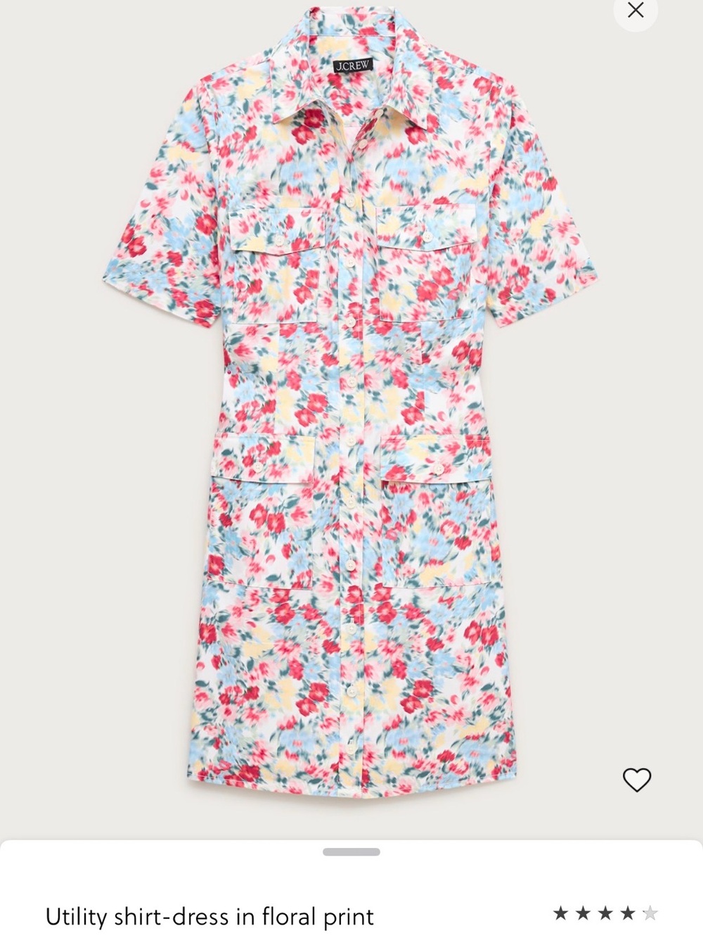 J. Crew Floral Utility Dress - White with Pink & Blue Flowers